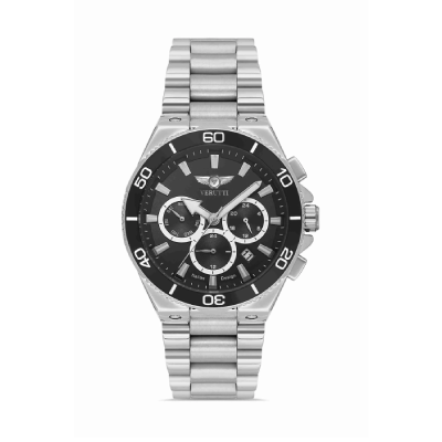ساعة رجالية فاخرة Verutti VR-1021-2 
فضية مع إطار(Bezel) أسود 