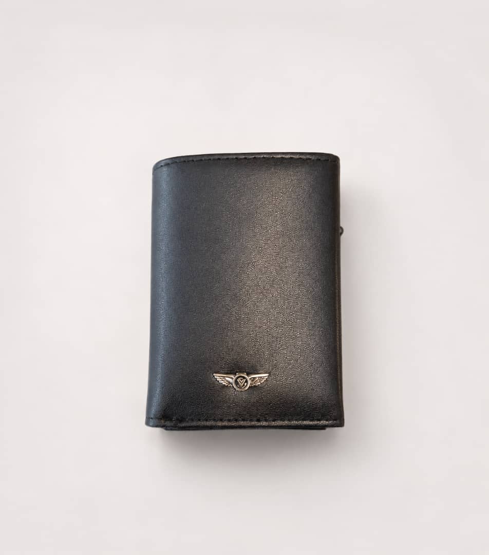 Verutti vrw-5016-Black | Multi-purpose leather wallet: cash, card holder, business card