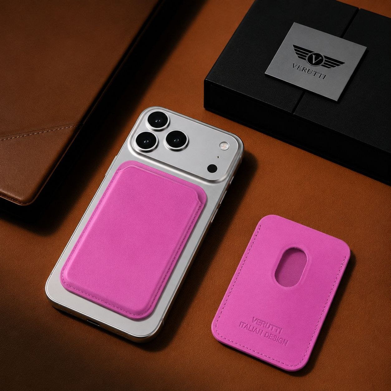 Verutti VRW-5018-Rose | Leather Magnetic Card Holder