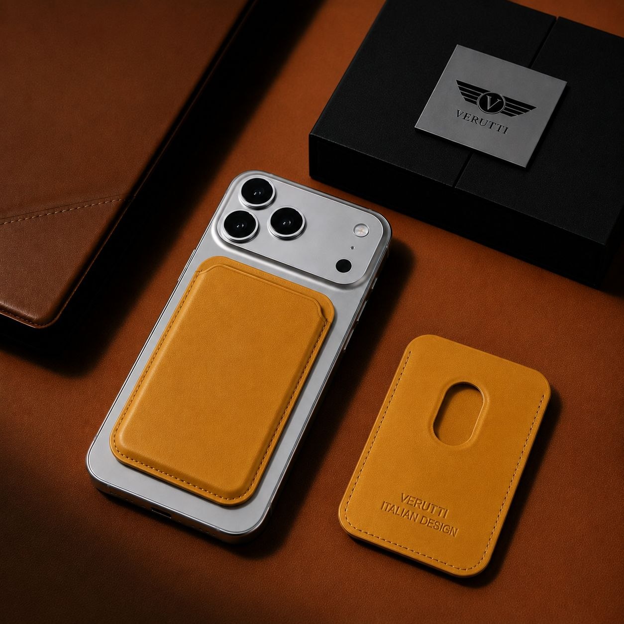 Verutti VRW-5018-Orange | Leather Magnetic Card Holder